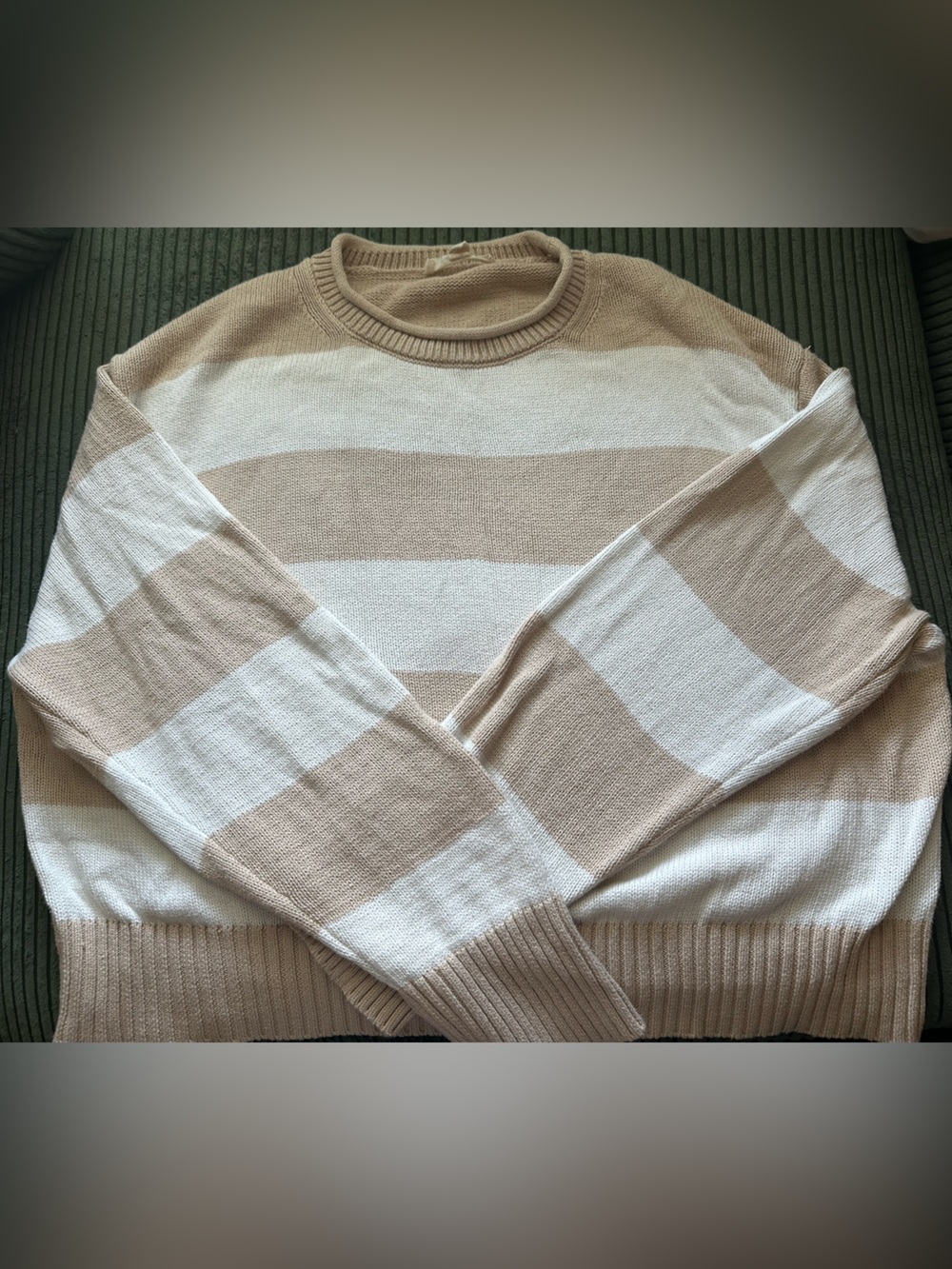 BRIT NY 100% Cotton Roll Neck Striped Knit Pullover Sweater